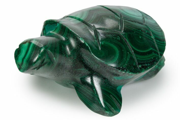 Flowery Malachite Turtle Carving - DR Congo #349340